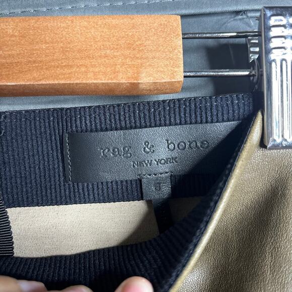 Rag & Bone Simone Leather Pant Olive Size 6 - Picture 8 of 9